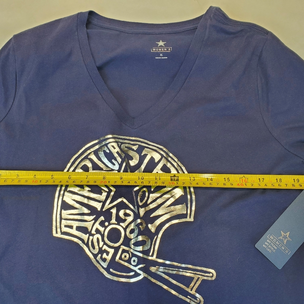 Women's Deep V-neck Dallas Cowboys NFL T-Shirt - Picture 4 of 7